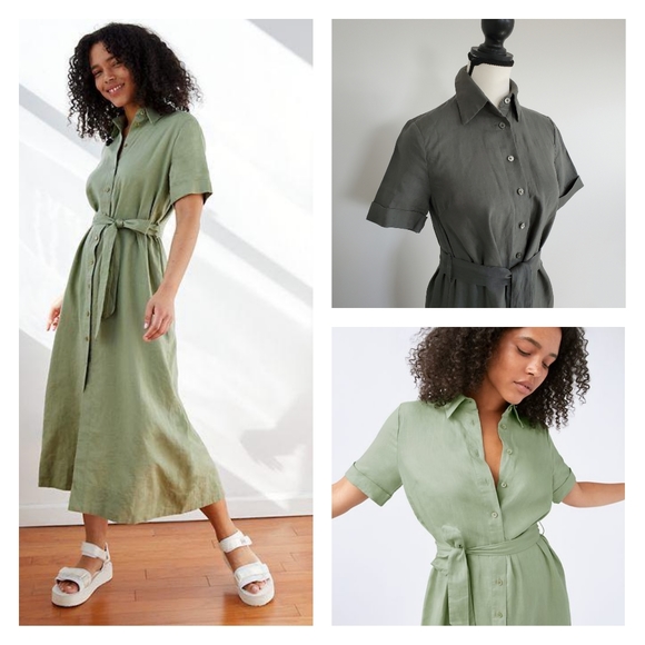 Aritzia | Dresses | Wilfred Eleta Linen Green Dress | Poshmark